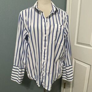 J. Crew Navy and White Striped Shirt